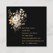 Elegante Wildflower Zwart Vierkante Visitekaartje (Achterkant)