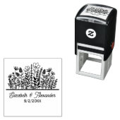 Elegante Wildflowers #2 Huwelijk Paar Namen Datum Zelfinktende Stempel (In situ)