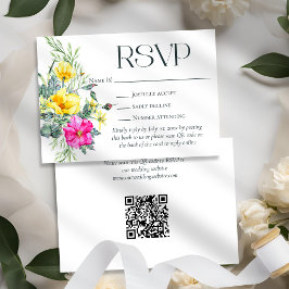 Elegante Wildflowers Bloemen Huwelijk Website QR C RSVP Kaartje
