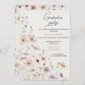 Elegante Wildflowers Blush Graduation Party Kaart (Voorkant / Achterkant)