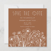 Elegante Wildflowers Boho Verbrand Sinaasappel bru Save The Date (Voorkant)