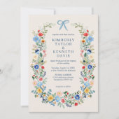 Elegante Wildflowers Bow Garden Huwelijksuitnodigi Kaart (Voorkant)