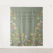 Elegante Wildflowers bruiloft achtergrond Wandkleed (Voorkant)