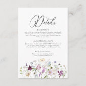 Elegante Wildflowers Bruiloft Details Behuizing Ka Informatiekaartje (Voorkant)