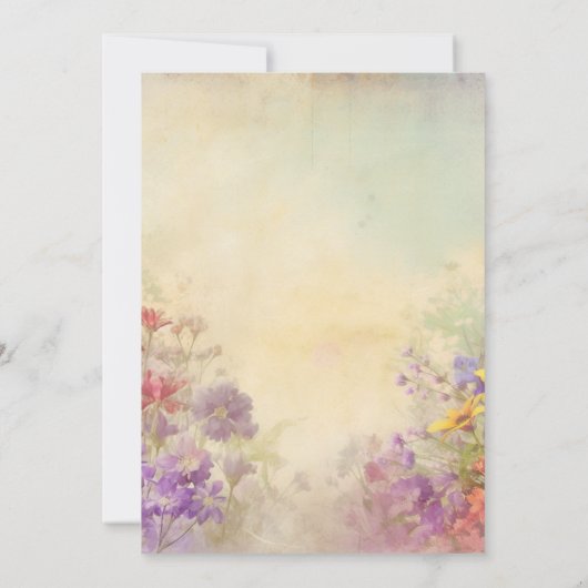 Elegante Wildflowers Dromerige bruiloft Kaart (Achterkant)