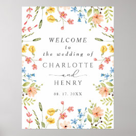 Elegante Wildflowers Garden Wedding Welkomstbord Poster