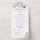 Elegante Wildflowers Kalligrafie Rustieke bruiloft All In One Uitnodiging (Binnen)