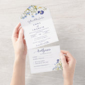 Elegante Wildflowers Kalligrafie Rustieke bruiloft All In One Uitnodiging (Afscheurbaar)