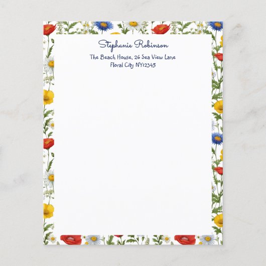 Elegante Wildflowers Kleurrijke Bloemen Border Pap (Voorkant)