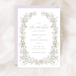 Elegante Wildflowers Krans Blush Save the Date Kaart