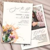 Elegante Wildflowers Mason Jar Bewaar de datum Kaart