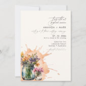 Elegante Wildflowers Mason Jar Qr code bruiloft Kaart (Voorkant)