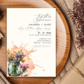 Elegante Wildflowers Mason Jar Qr code bruiloft Kaart