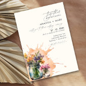 Elegante Wildflowers Mason Jar Qr code bruiloft Kaart