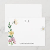 Elegante Wildflowers Paar Initialen Bloemen Notitiekaartje (Voorkant / Achterkant)