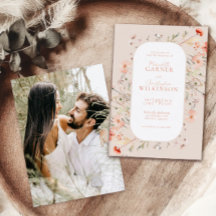 Elegante Wildflowers Roze Huwelijksuitnodiging