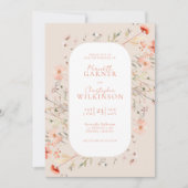 Elegante Wildflowers Roze Huwelijksuitnodiging Kaart (Voorkant)