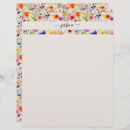 Elegante wildflowers scriptnaam briefhoofd