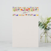 Elegante wildflowers scriptnaam briefpapier (Staand voorkant)