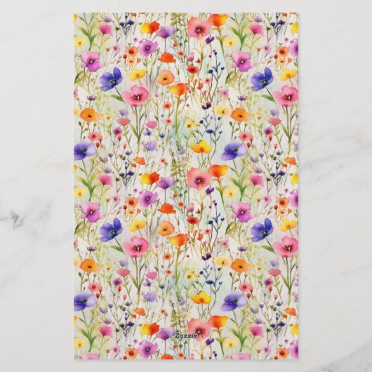 Elegante wildflowers scriptnaam briefpapier (Achterkant)