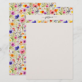 Elegante wildflowers scriptnaam briefpapier