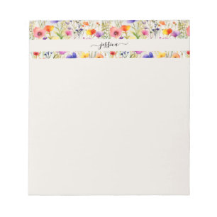 Elegante wildflowers scriptnaam notitieblok