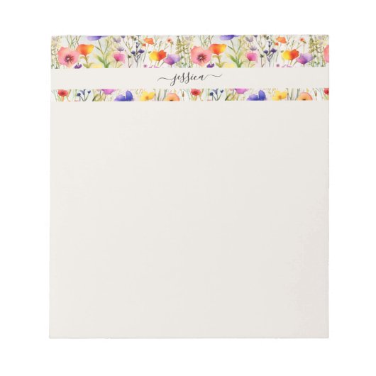Elegante wildflowers scriptnaam notitieblok (Voorkant)