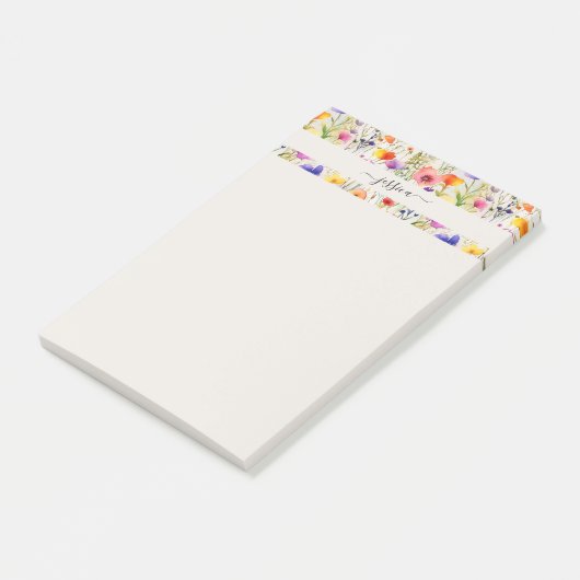 Elegante wildflowers scriptnaam post-it® notes (Schuin)