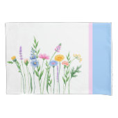 Elegante Wildflowers Set van Kussenslopen - Blauw (Voorkant-Links)