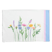 Elegante Wildflowers Set van Kussenslopen - Blauw (Voorkant-Rechts)