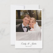 Elegante Wildflowers Waterverf trouwfoto Bedankkaart (Achterkant)