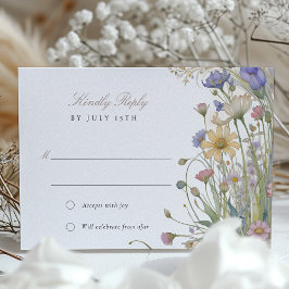 Elegante Wildflowers Wedding RSVP Kaart Pastel