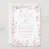 Elegante Wildflowers Wedding Save the Date Kaart (Voorkant)