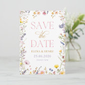 Elegante Wildflowers Wedding Save the Date Kaart (Staand voorkant)