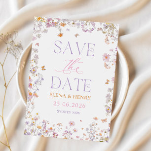 Elegante Wildflowers Wedding Save the Date Kaart