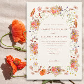 Elegante Wildlower Wedding Kaart