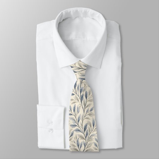 Elegante wilgenbladeren op crème stropdas (Gebonden)