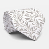 Elegante wilgenbladeren op wit stropdas (Opgerold)