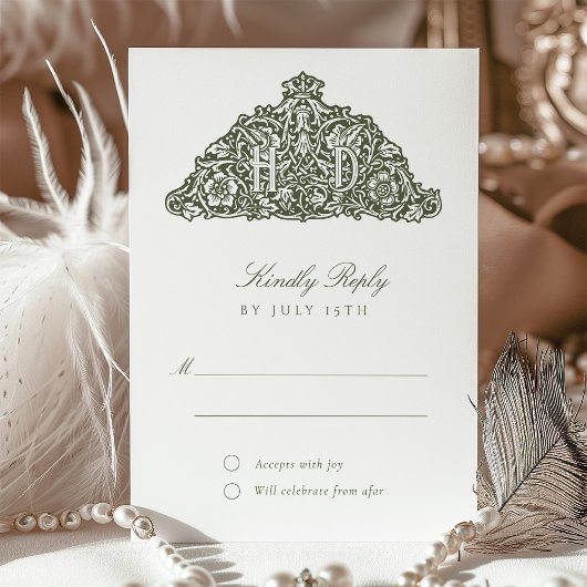 Elegante William Morris geïnspireerd RSVP kaart br