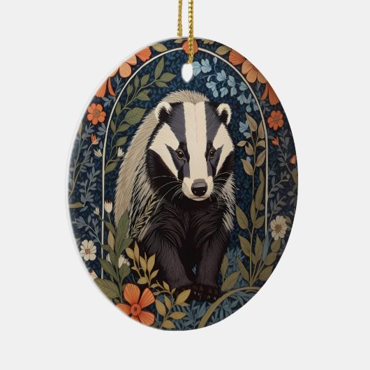 Elegante William Morris geïnspireerde Badger Keramisch Ornament (Rechts)