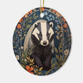 Elegante William Morris geïnspireerde Badger Keramisch Ornament (Links)