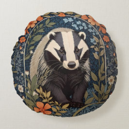 Elegante William Morris geïnspireerde Badger Rond Kussen