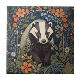 Elegante William Morris geïnspireerde Badger Tegeltje