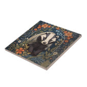 Elegante William Morris geïnspireerde Badger Tegeltje (Zijkant)
