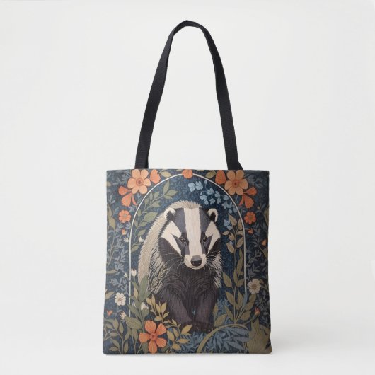 Elegante William Morris geïnspireerde Badger Tote Bag (Voorkant)