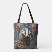 Elegante William Morris geïnspireerde Badger Tote Bag (Achterkant)