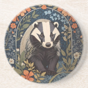 Elegante William Morris geïnspireerde Badger Zandsteen Onderzetter
