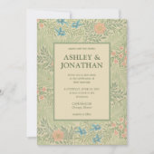 Elegante William Morris Larkspur Patroon Wedding Kaart (Voorkant)