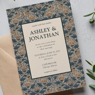 Elegante William Morris Peony Patroon Wedding Kaart