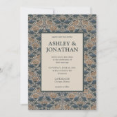 Elegante William Morris Peony Patroon Wedding Kaart (Voorkant)